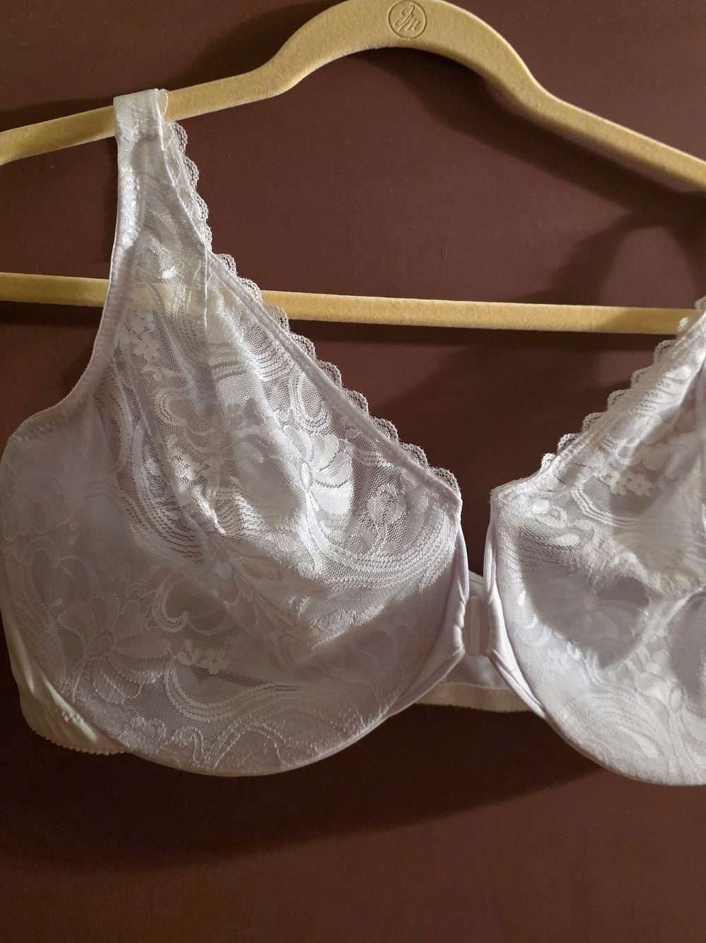 Glamorise White Lace Underwire Full Coverage Bra
